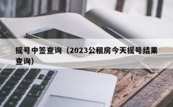 摇号中签查询（2023公租房今天摇号结果查询）