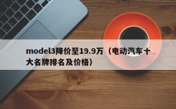 model3降价至19.9万（电动汽车十大名牌排名及价格）